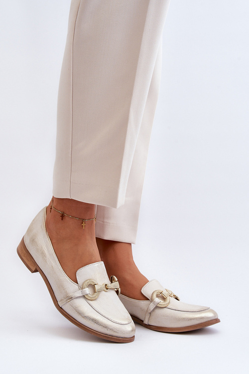 Жіночі шкіряні мокасини із золотим орнаментом Zazoo 2880