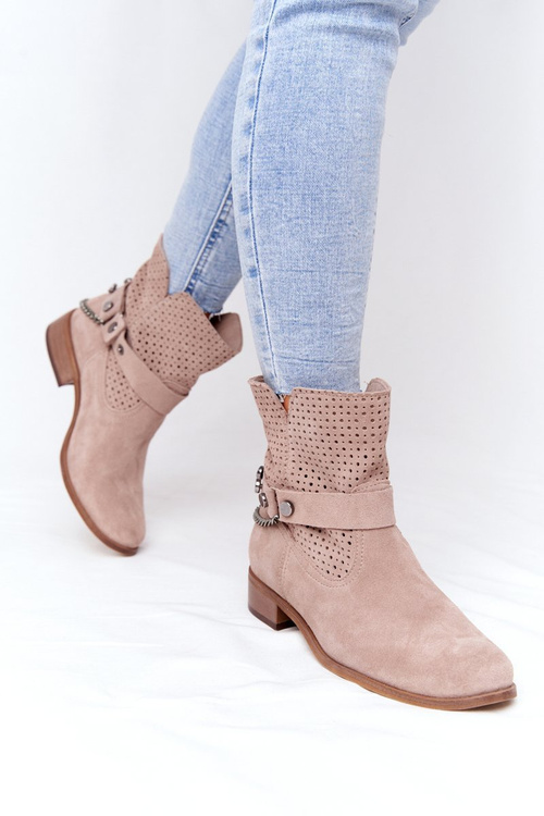 Ажурні весняні черевики Lewski Shoes 2905-0 Бежеві