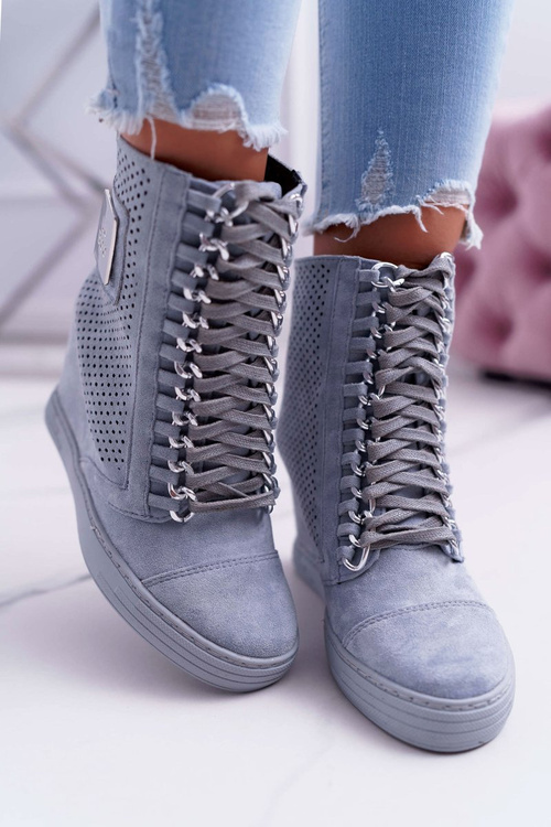 Жіночі ажурні замшеві кросівки Lu Boo Blue Clamma