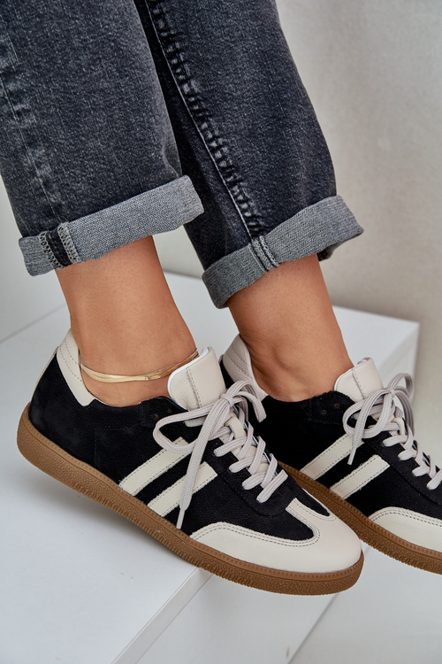 Zazoo N1068 Шкіряні Низькі Кросівки Для Жінок Чорні