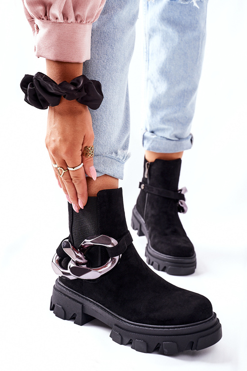 Жіночі утеплені черевики челсі чорні Visione