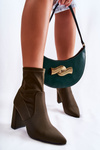 Чоботи з жіночого матеріалу на каблуці кольору хакі Аміле