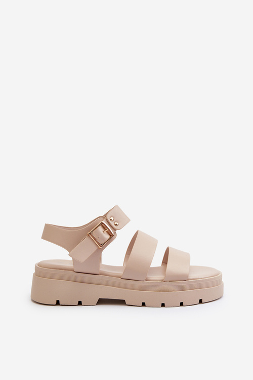 Жіночі босоніжки на масивній підошві бежевого кольору Nicarda