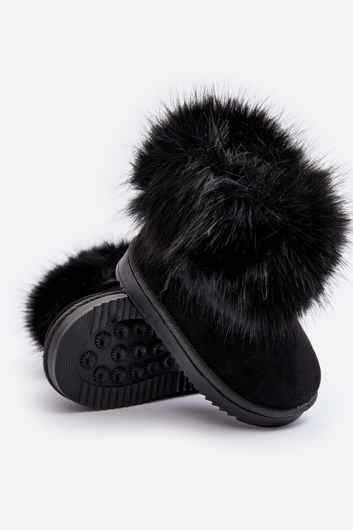 Дитячі утеплені зимові черевики з пухнастим чорним носком