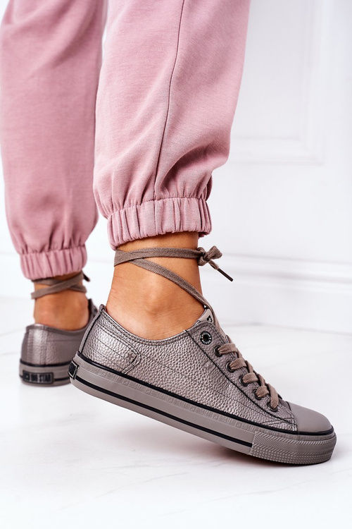 Жіночі шкіряні кросівки BIG STAR II274003 Олов'яні