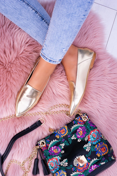 Жіночі золоті дзеркальні мокасини Lu Boo Mireldo