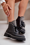 Жіночі ботильйони з прикрасами з утепленої екошкіри чорного кольору Rilatha