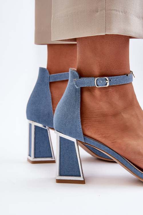 Джинсові босоніжки на підборах Blue Pholia