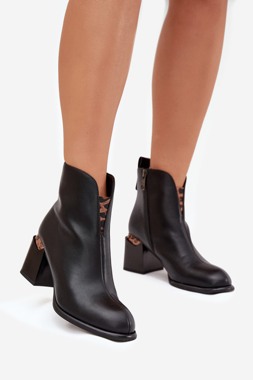 Шкіряні жіночі ботильйони Vinceza 66811 чорні