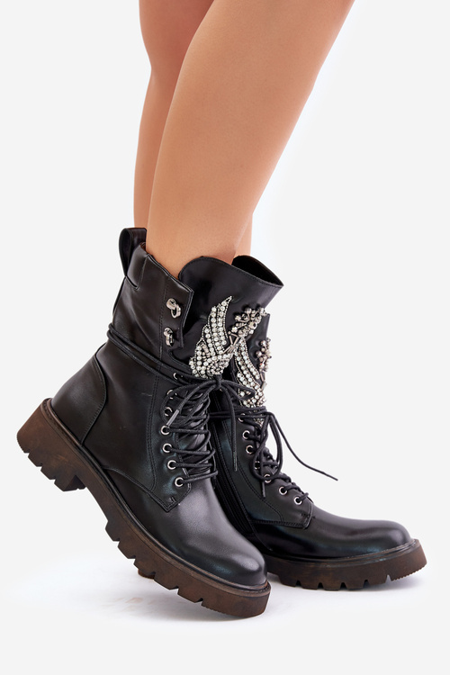 Ботильйони робочі з екошкіри, утеплені D&A, чорні MR880-080