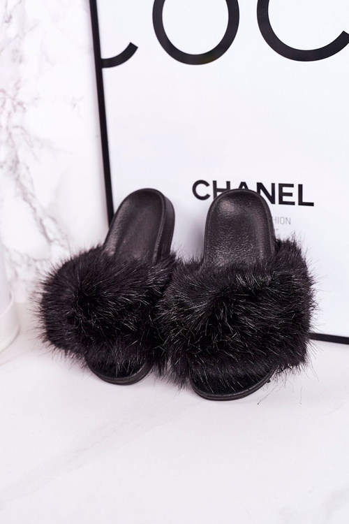 Дитячі тапочки з хутром Black Fashionista