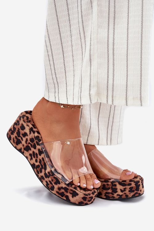 Жіночі сандалі з прозорим ремінцем на платформі пантера Meltiana