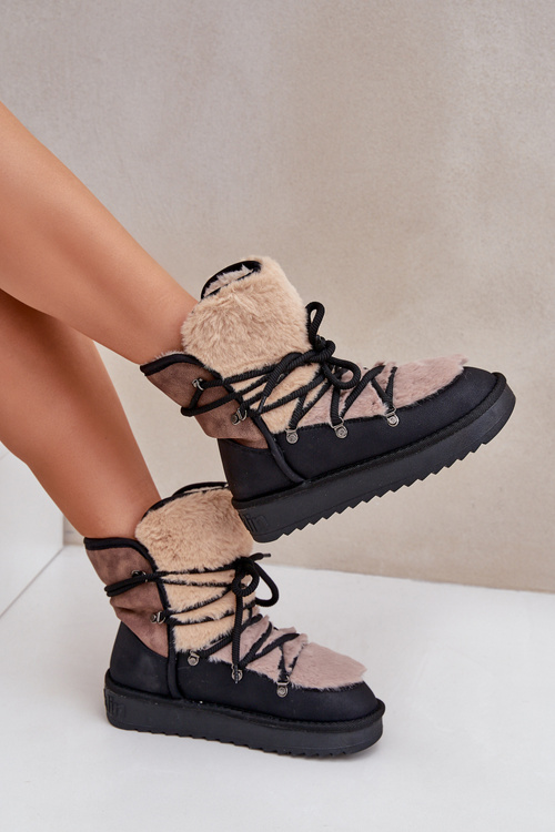 Жіночі Снігові Чоботи З Шершею D.Franklin Чорні DFSH370012
