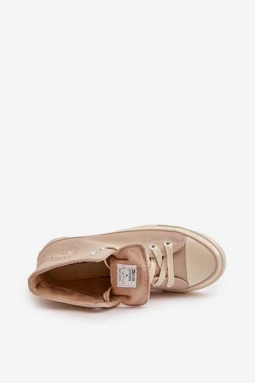 Жіночі утеплені кросівки з еко шкіри бежеві Big Star OO274934