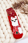 Дитячі новорічні бавовняні термоактивні шкарпетки Альпака Червона
