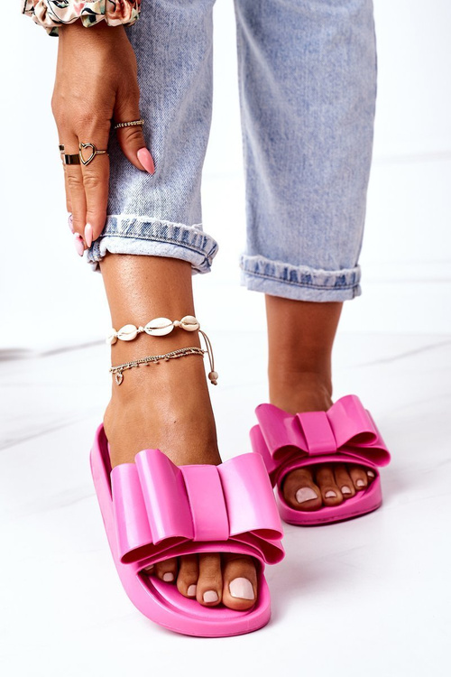 Гумові тапочки з бантом Фуксія квітня