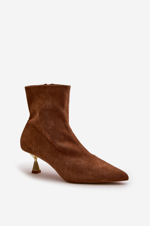 Жіночі черевики на шпильці з еко-замші з гострими носками Camel Irithare