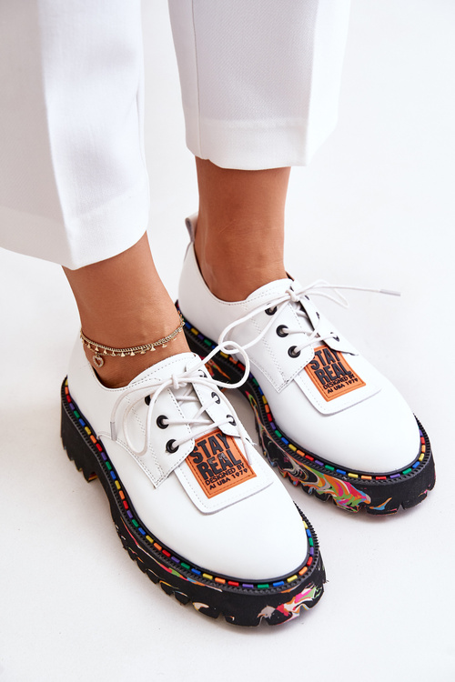 Шкіряні жіночі туфлі на шнурівці Artiker Білі 55C0500