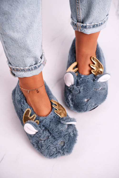 Різдвяні ізольовані пухнасті тапочки сині дзвіночки