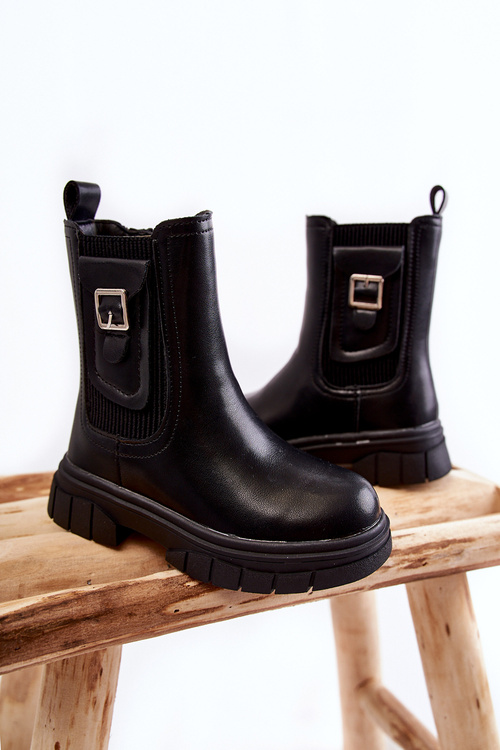 Високі шкіряні черевики Shelby для дівчинки чорного кольору