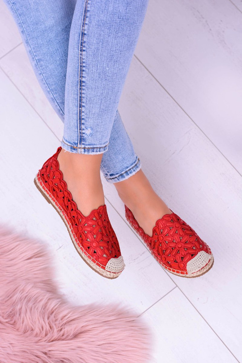 Жіночі червоні еспадрільї балерини Lu Boo у квітах макарени