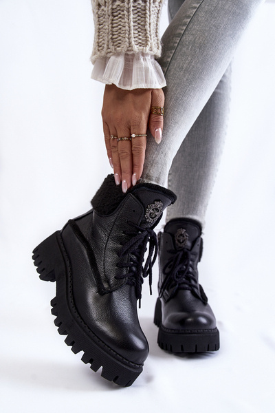 Жіночі шкіряні черевики Trapper Black Vergo