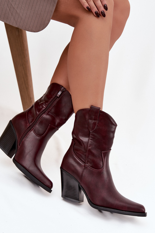 Жіночі ковбойські чоботи з еко-шкіри на підборах Bordeaux Sorelia