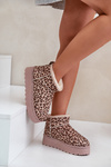 Жіночі зимові черевики з леопардовим принтом на платформі, утеплені хутром Xamella коричневого кольору