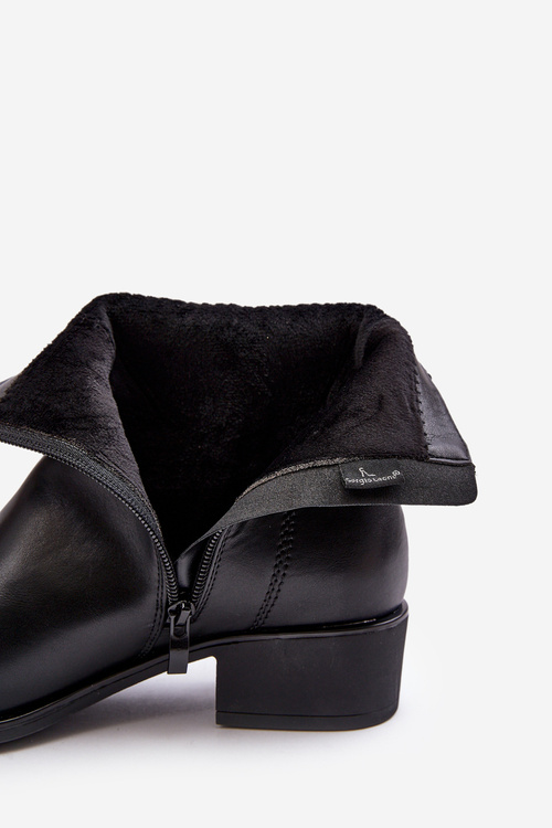 Жіночі шкіряні черевики на блискавці чорного кольору Semotti