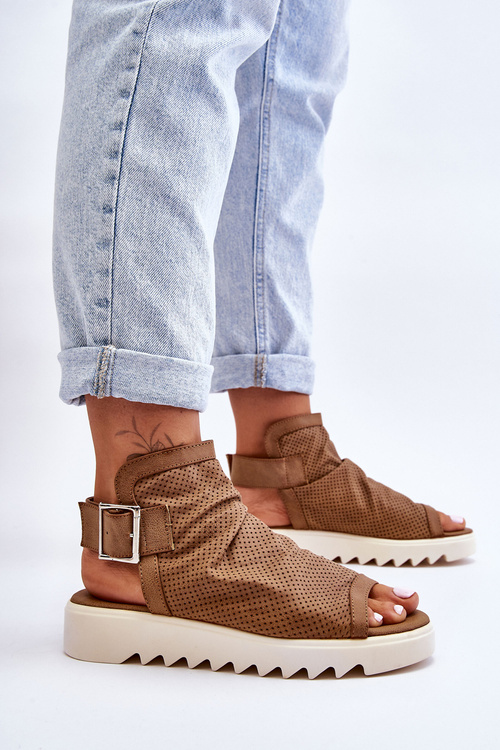 Шкіряні ажурні босоніжки верблюжа Аліма