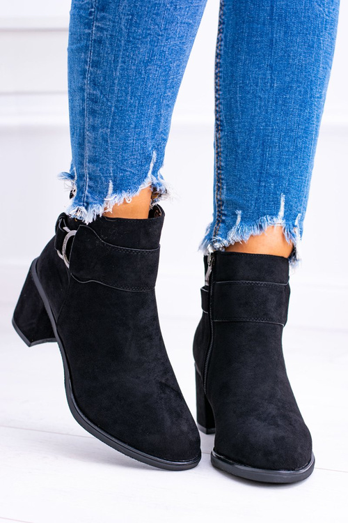 Жіночі чорні черевики на шпильці із замшею Evoret