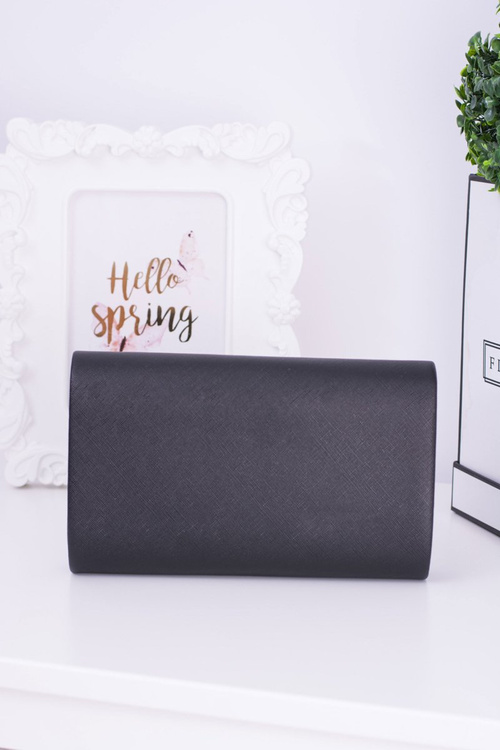 Елегантний чорний жіночий клатч із позолоченою фурнітурою