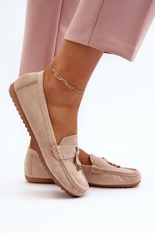 Жіночі класичні замшеві мокасини Ontala бежевого кольору