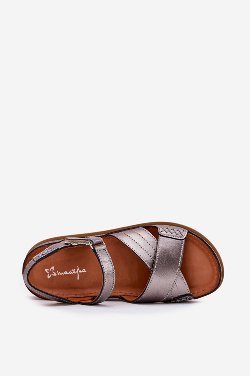 Жіночі шкіряні сандалі на платформі Maciejka L7064-35 графіт