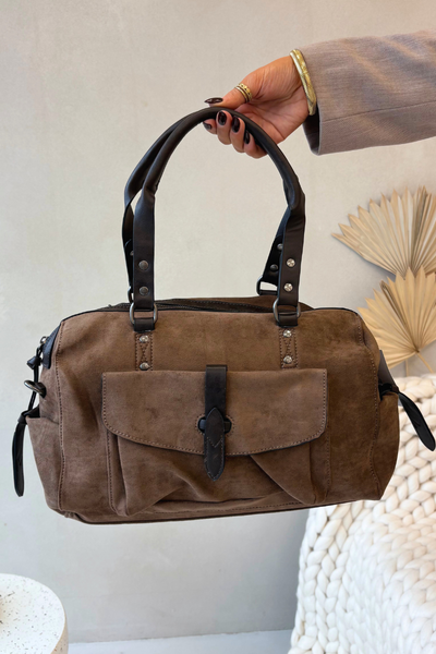 Сумка з еко замші Темно беж Gressa