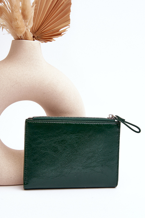 Жіночий темно-зелений гаманець з екошкіри Cudea