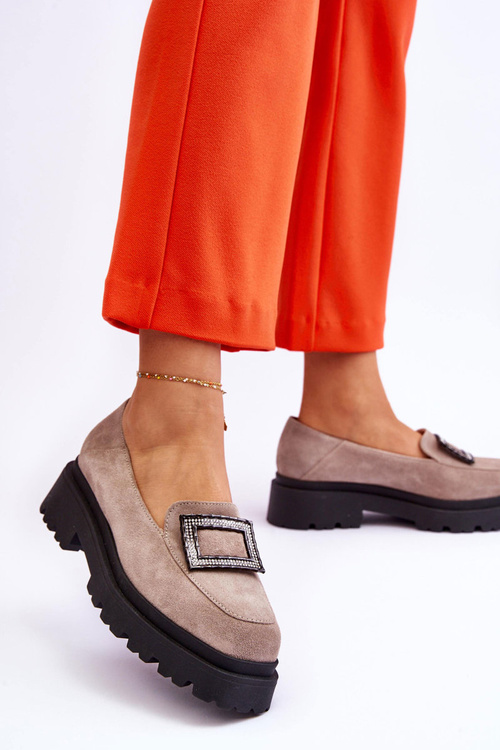 Зручні замшеві лофери бежеві Agathe