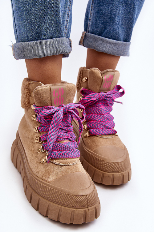 Утеплені черевики на товстій підошві Ralotta коричневого кольору