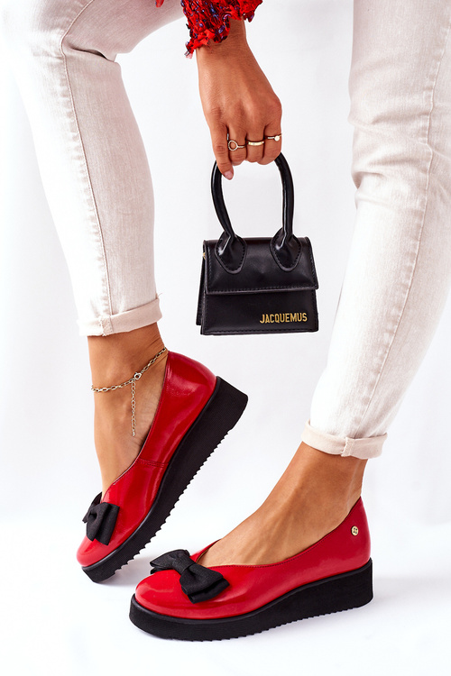 Шкіряні балетки на платформі Maciejka 05062-08 червоні