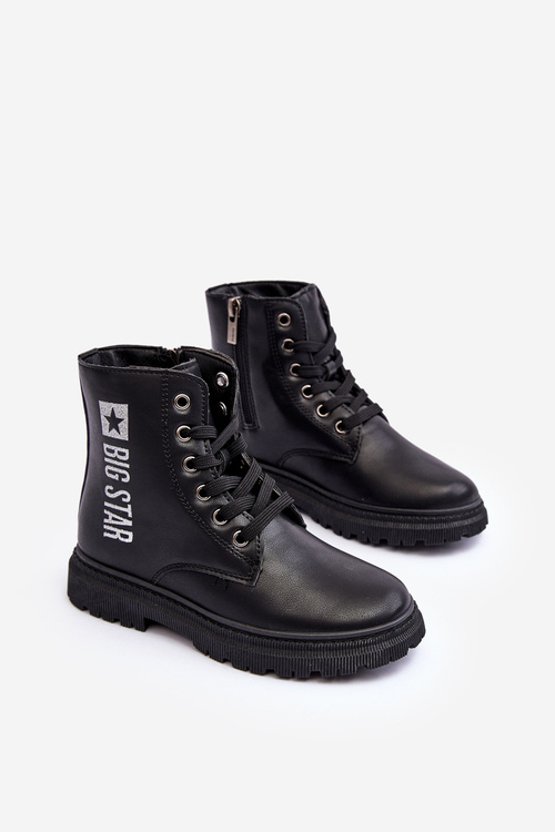 Дитячі шкіряні черевики утеплені Big Star MM374152 Чорні