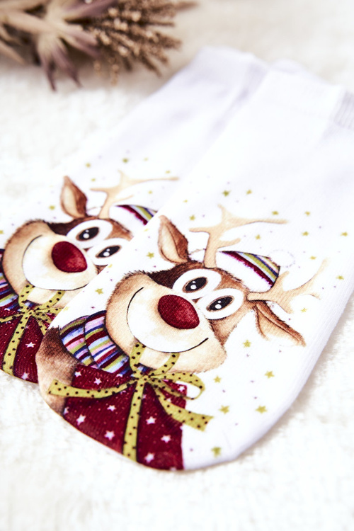 Лапки Шкарпетки Північного оленя в кепці Білі