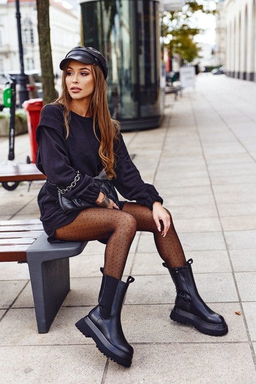 Жіночі черевики на масивній платформі Чорні Beatrice