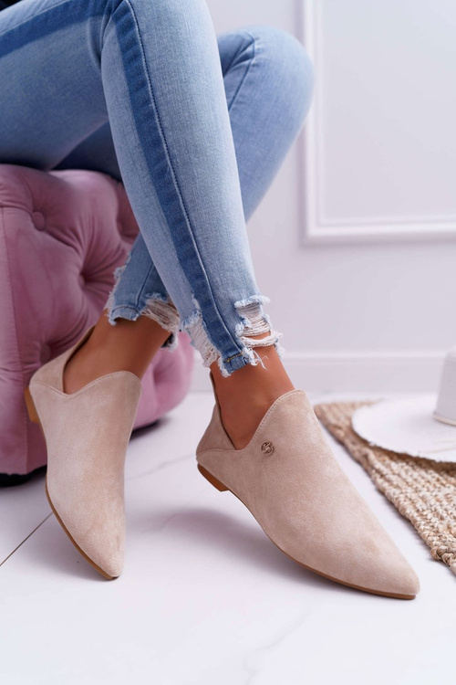 Бежеві черевики Lu Boo з вирізом