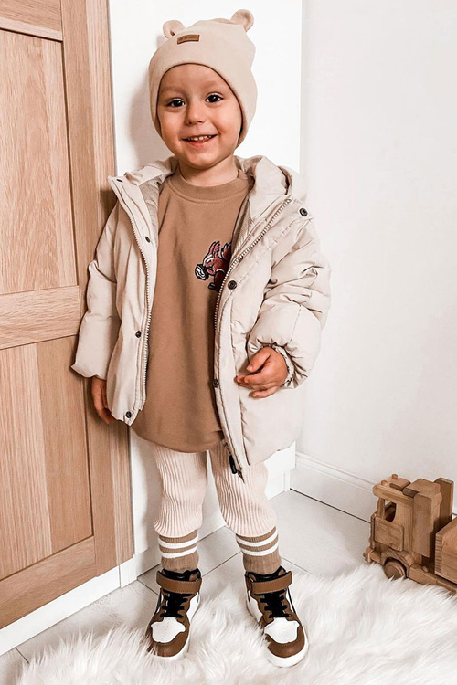 Дитячі утеплені високі кросівки біло-коричневі Bartnie