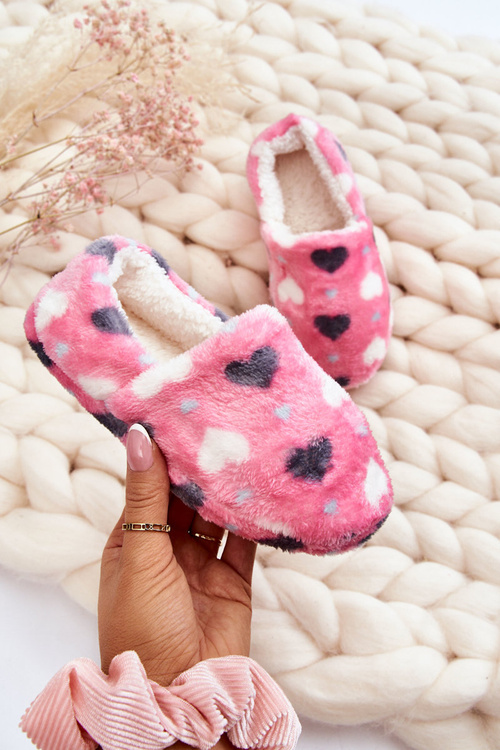 Дитячі утеплені шльопанці в сердечку Pink Meyra