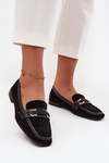 Мокасини Лофери Жіночі З Декоративним Елементом Чорні Evelora