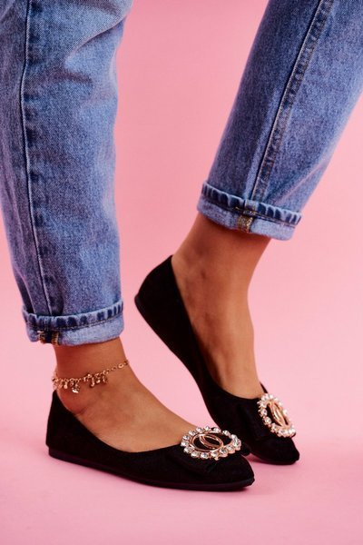 Жіночі балетки з еко-замші, чорні Montreal