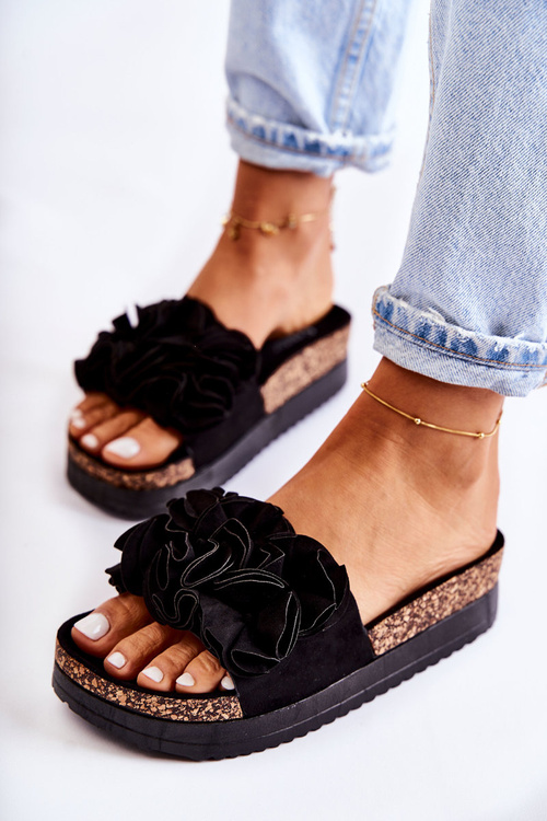 Жіночі замшеві тапочки з орнаментом Чорний Nemis