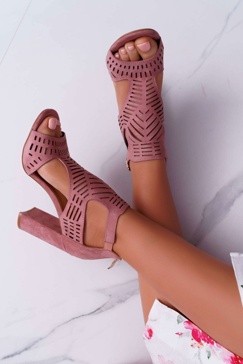 Жіночі босоніжки з відкритим носком рожеві Carmelita