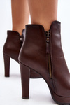 Коричневі ботильйони на високому каблуці і застібках Inezma
